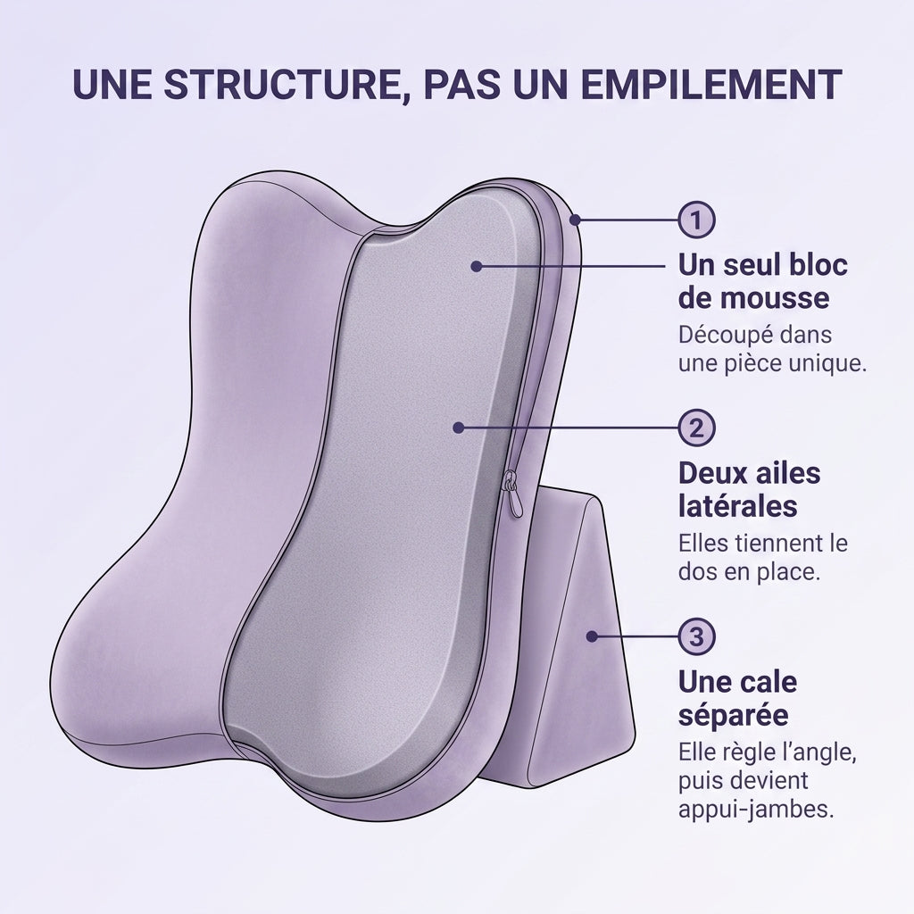 HAVRE — Coussin de lecture pour lit, mousse à mémoire de forme