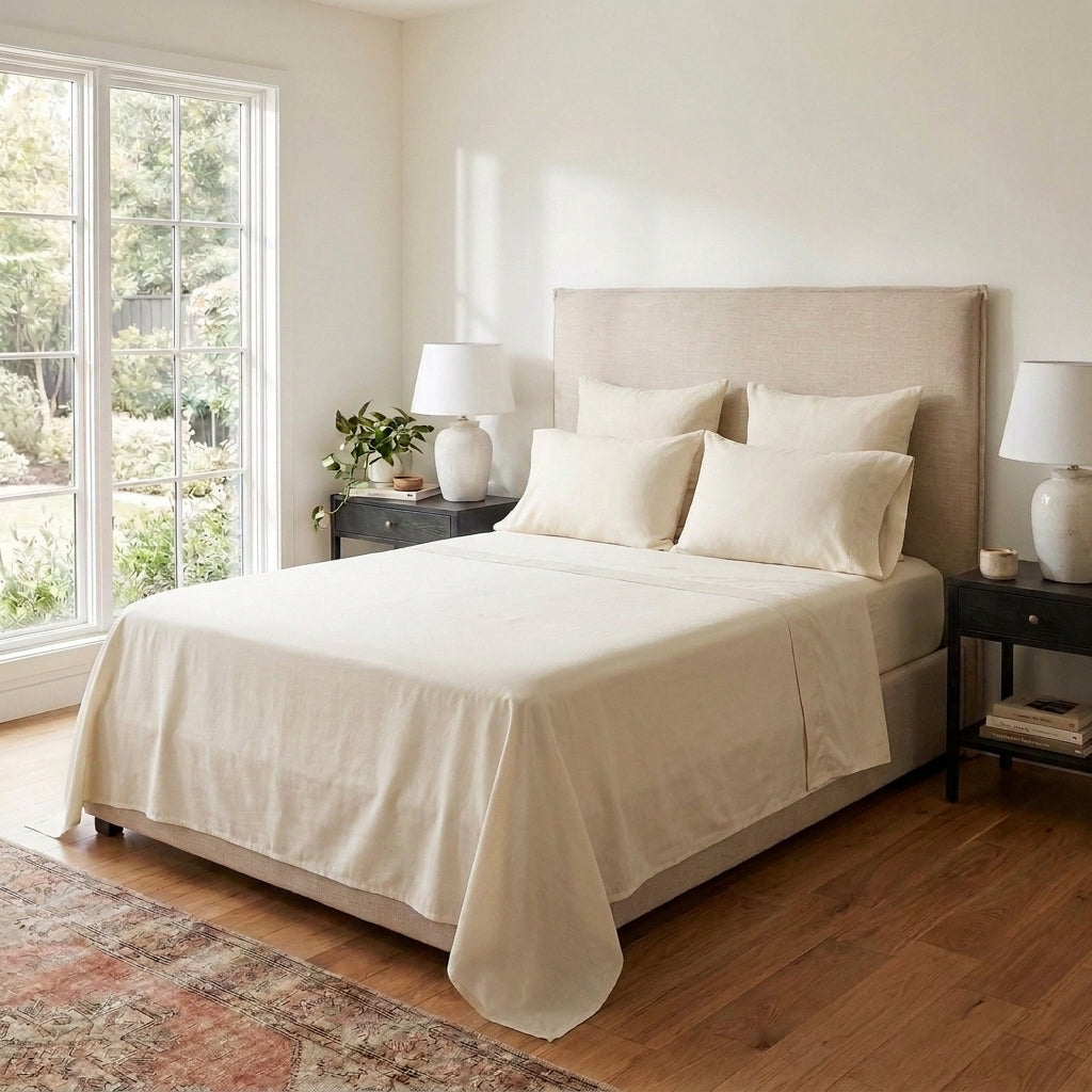 Draps NUVIA Crème en ambiance chambre