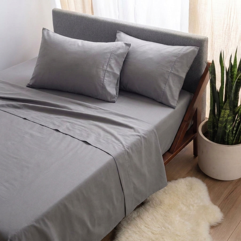 Draps NUVIA Gris en ambiance chambre