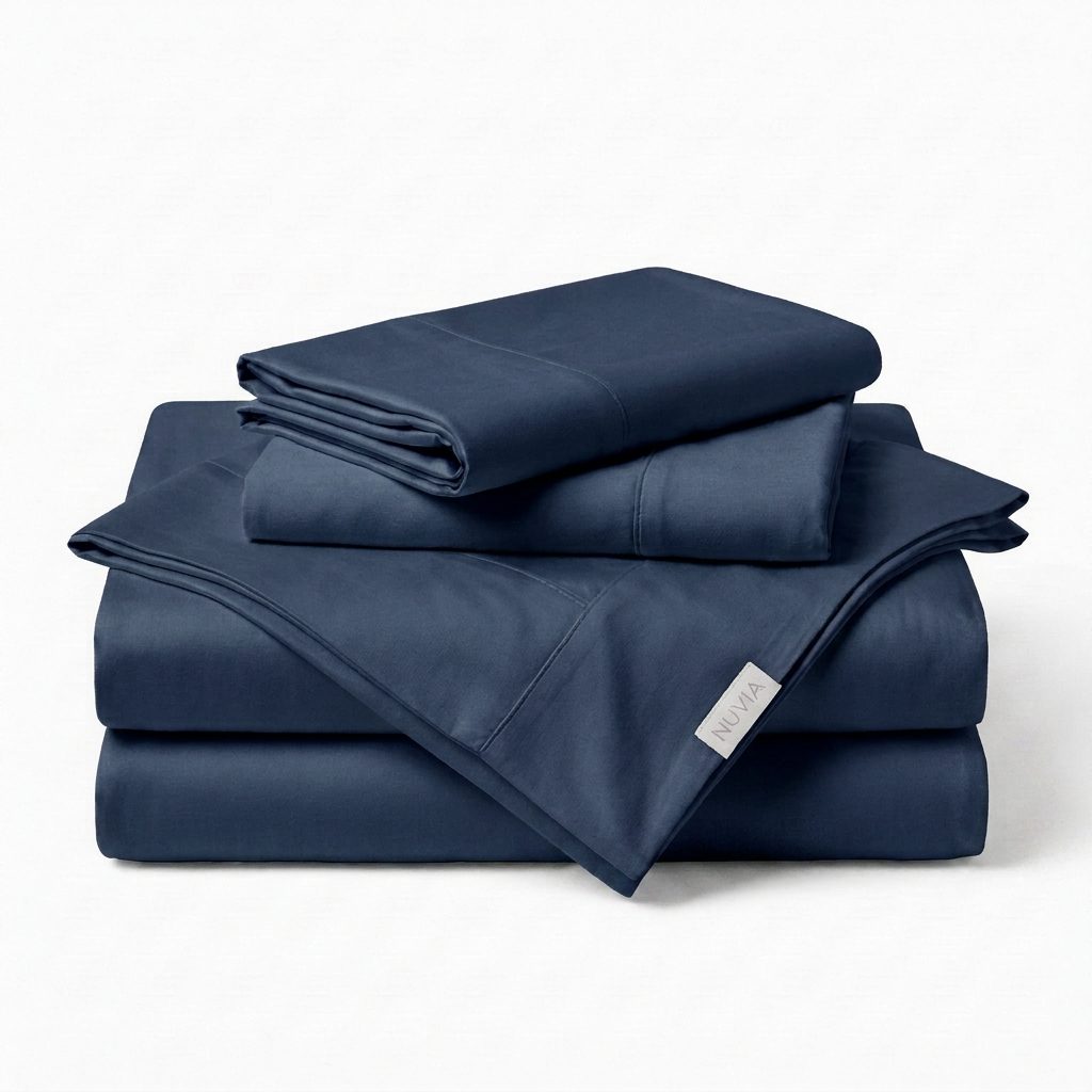 Ensemble de draps NUVIA en bambou — Bleu nuit