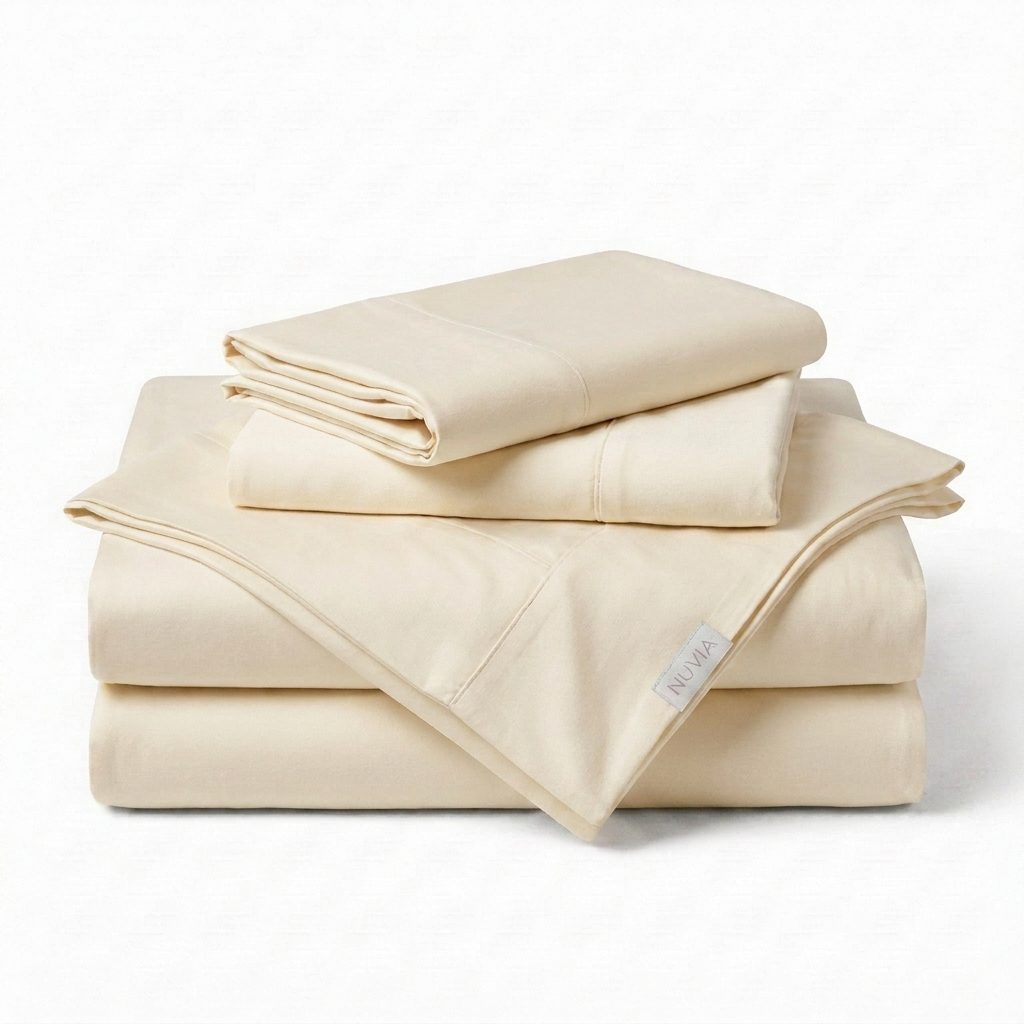Ensemble de draps NUVIA en bambou — Crème